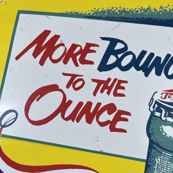 Retro 50s Repro Pepsi-Cola ‘More Bounce to the Ounce’ Metal Tin Sign Advertising - Picture 13 of 13